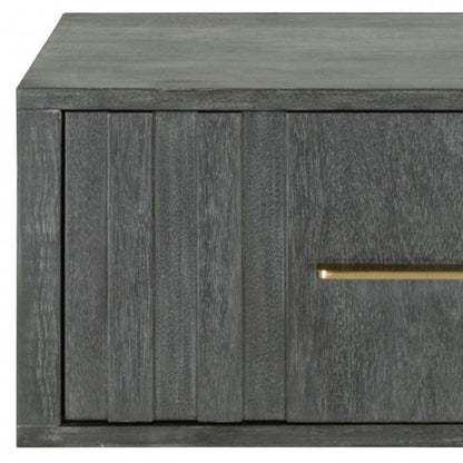 12" Gray Solid and Manufactured Wood One Drawer Nightstand