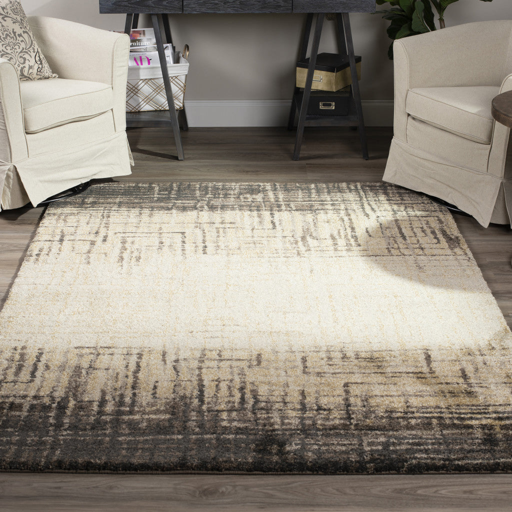 5' X 8' Brown Abstract Ombre Area Rug