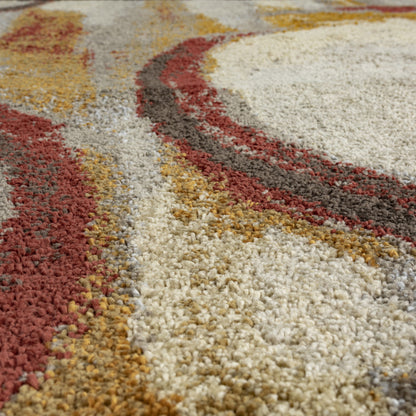 10' X 13' Brick Ivory and Gold Geometric Area Rug