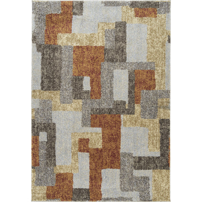 3' X 5' Grey And Brown Geometric Area Rug