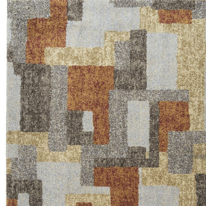 5' X 8' Grey And Brown Geometric Area Rug