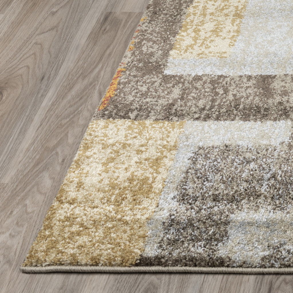 5' X 8' Grey And Brown Geometric Area Rug