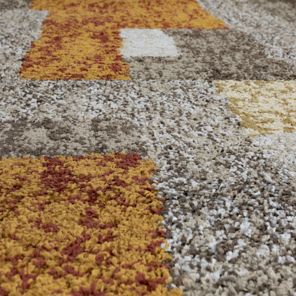 8' X 11' Grey And Brown Geometric Area Rug