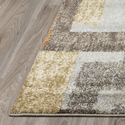 8' X 11' Grey And Brown Geometric Area Rug