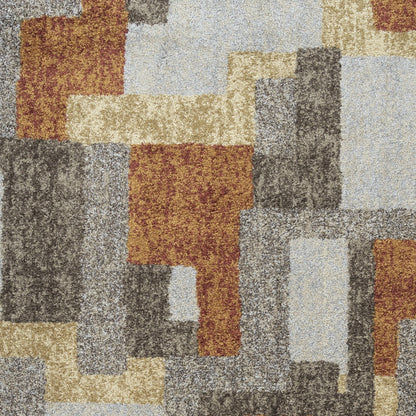 8' X 11' Grey And Brown Geometric Area Rug