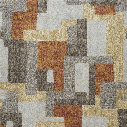 8' X 11' Grey And Brown Geometric Area Rug