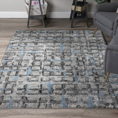 3' X 5' Grey Geometric Area Rug