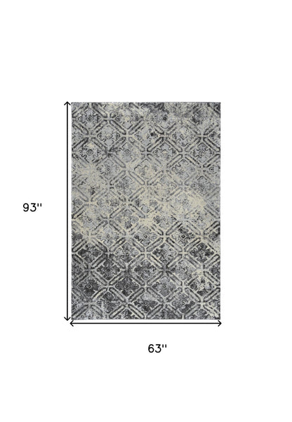 5' X 8' Grey Diamond Area Rug