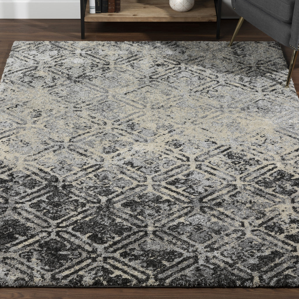 8' X 11' Grey Diamond Area Rug