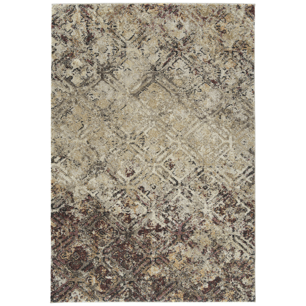 3' X 5' Brown Diamond Area Rug