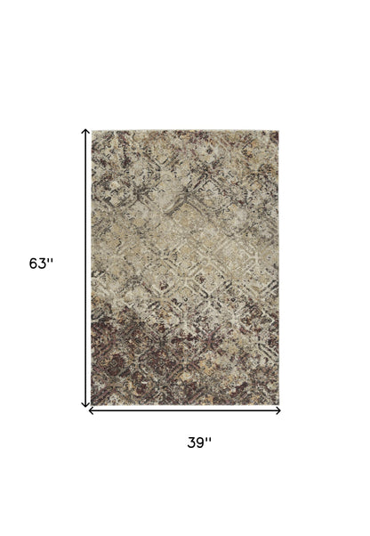 3' X 5' Brown Diamond Area Rug