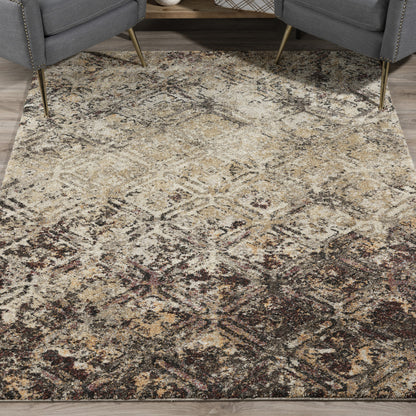 5' X 8' Brown Diamond Area Rug