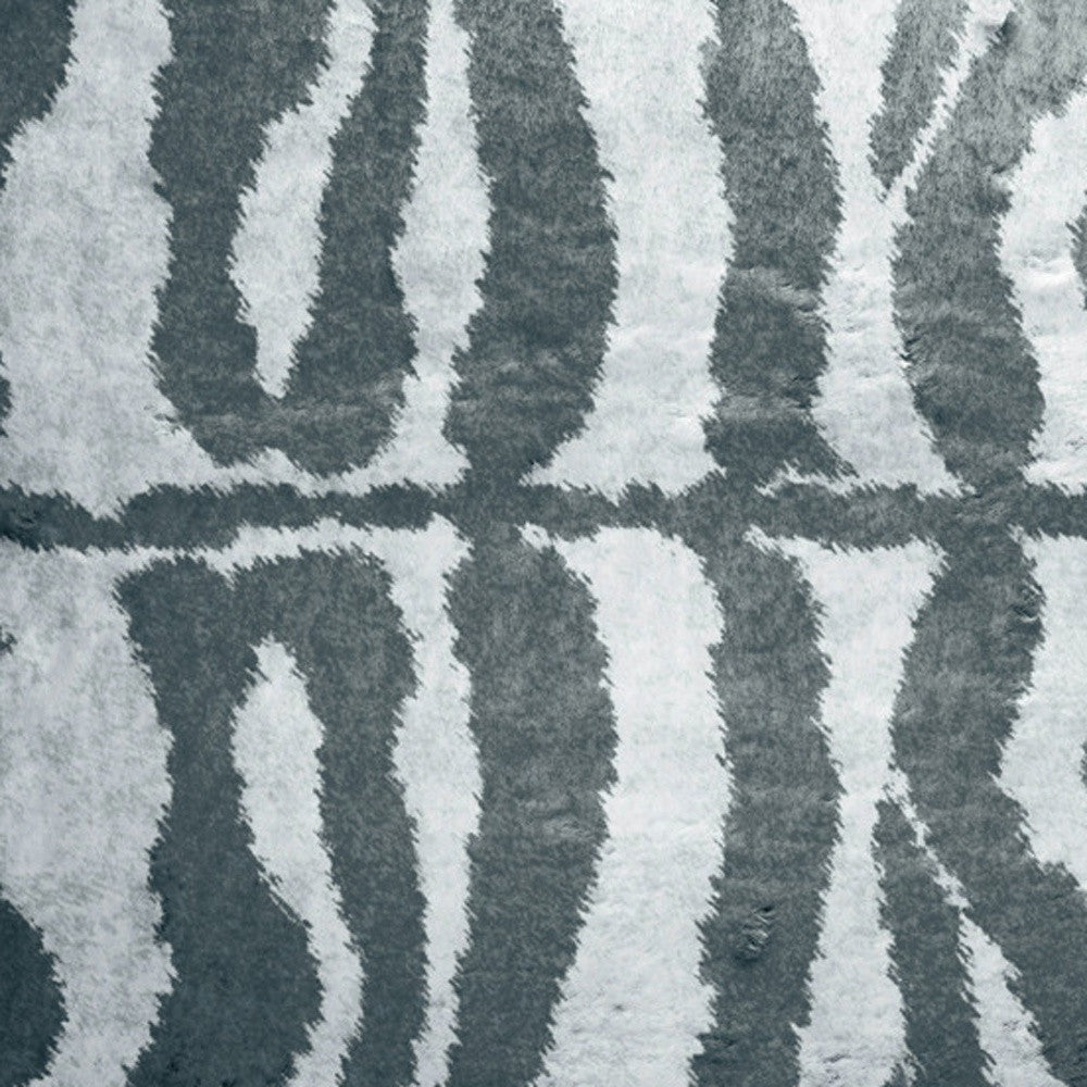 2' X 3' Grey Zebra Print Shag Handmade Non Skid Area Rug