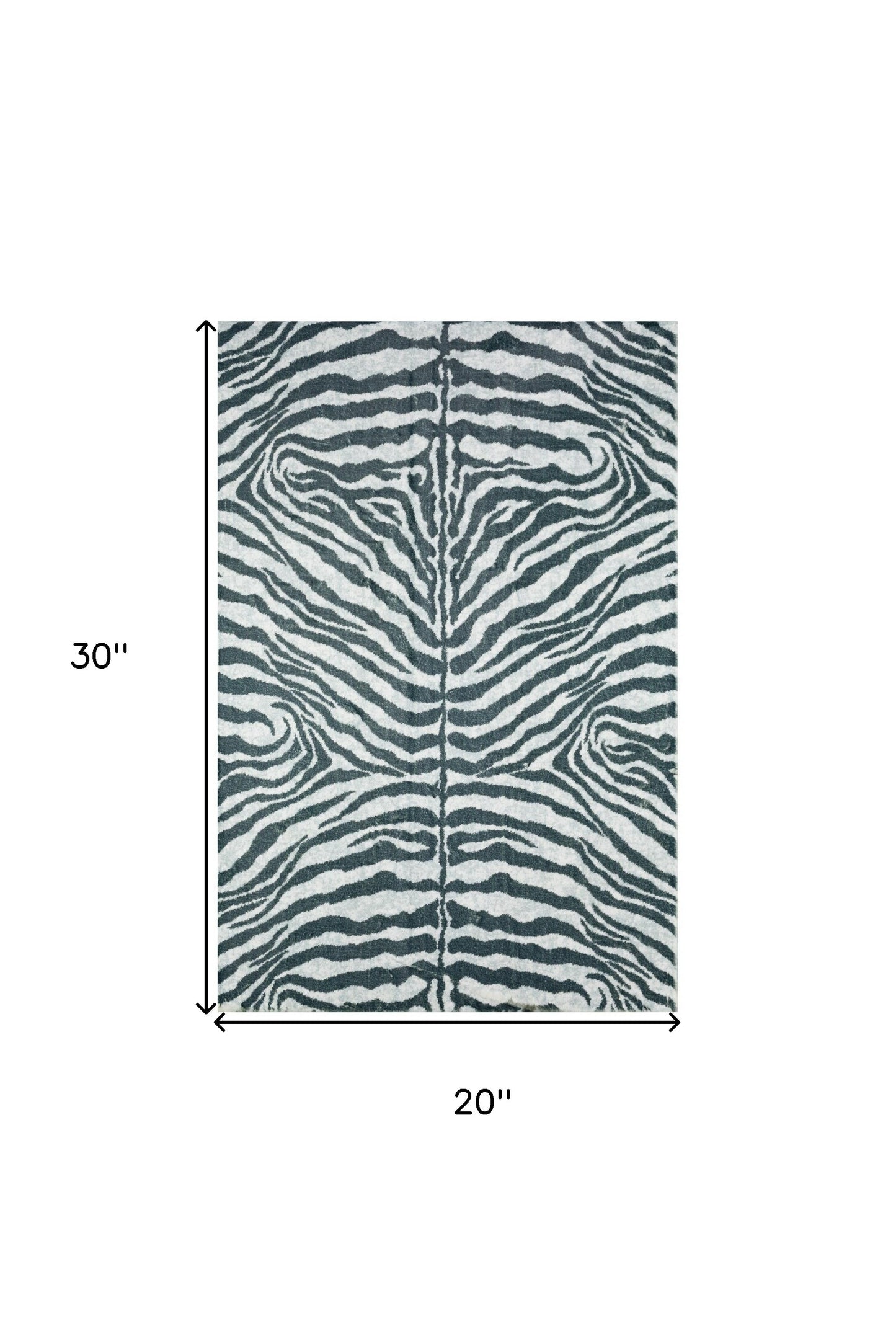 2' X 3' Grey Zebra Print Shag Handmade Non Skid Area Rug