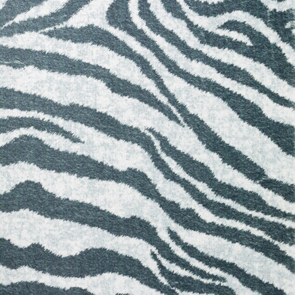 2' X 8' Grey Zebra Print Shag Handmade Non Skid Runner Rug