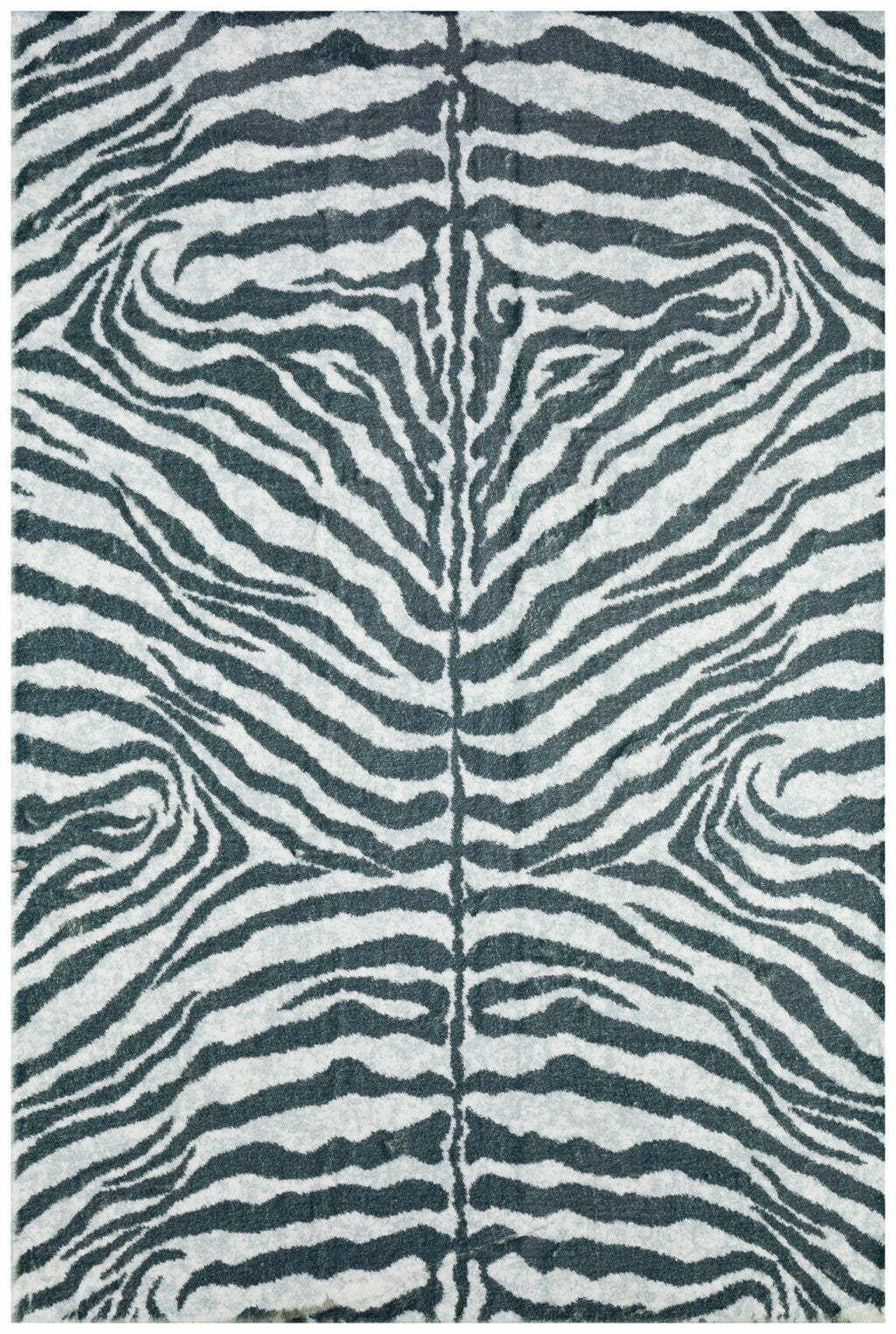 3' X 5' Grey Zebra Print Shag Handmade Non Skid Area Rug