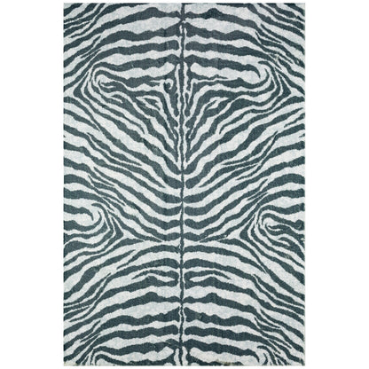 3' X 5' Grey Zebra Print Shag Handmade Non Skid Area Rug