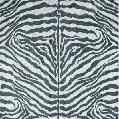 5' X 8' Grey Zebra Print Shag Handmade Non Skid Area Rug