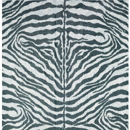 8' X 10' Grey Zebra Print Shag Handmade Non Skid Area Rug