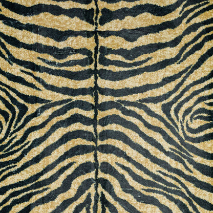 2' X 3' Black and Gold Animal Print Shag Handmade Non Skid Area Rug