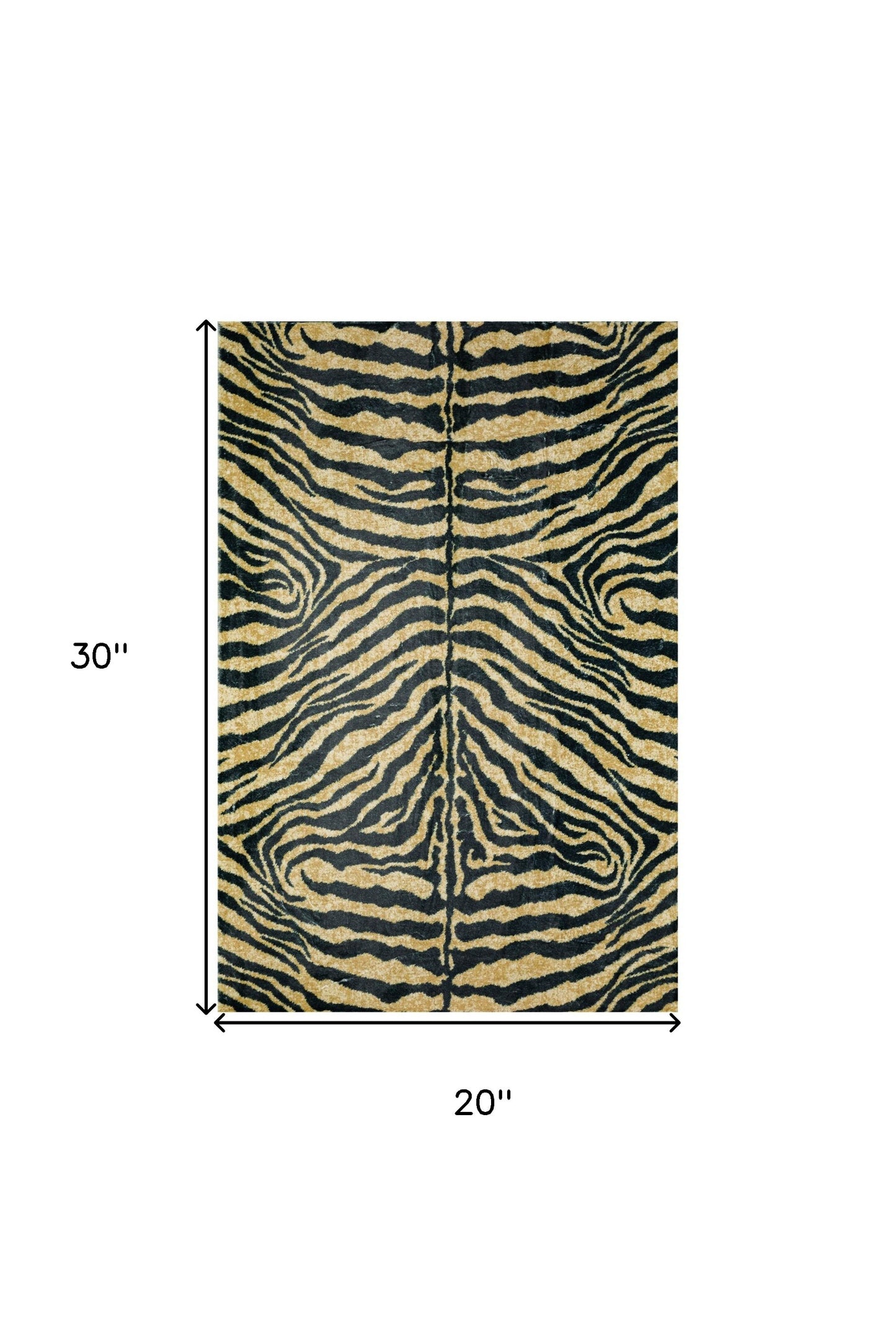 2' X 3' Black and Gold Animal Print Shag Handmade Non Skid Area Rug