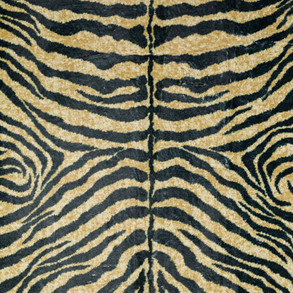 3' X 5' Black and Gold Animal Print Shag Handmade Non Skid Area Rug