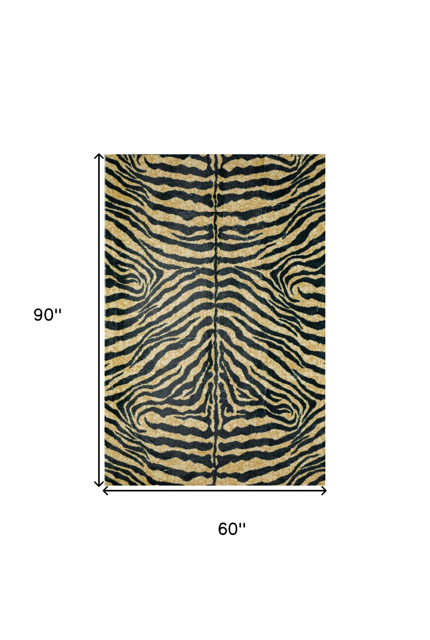 5' X 8' Black and Gold Animal Print Shag Handmade Non Skid Area Rug