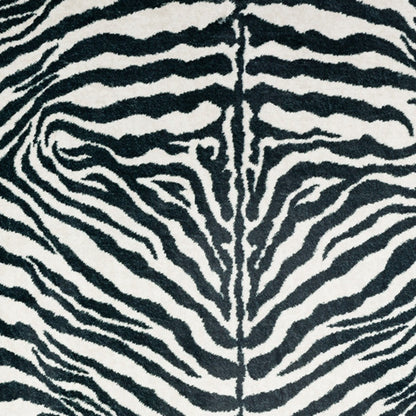 3' X 5' Black and White Zebra Print Shag Handmade Non Skid Area Rug