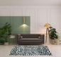 5' X 8' Black and White Zebra Print Shag Handmade Non Skid Area Rug