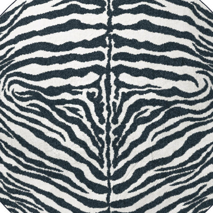 8' X 8' Black and White Zebra Print Round Shag Handmade Non Skid Area Rug