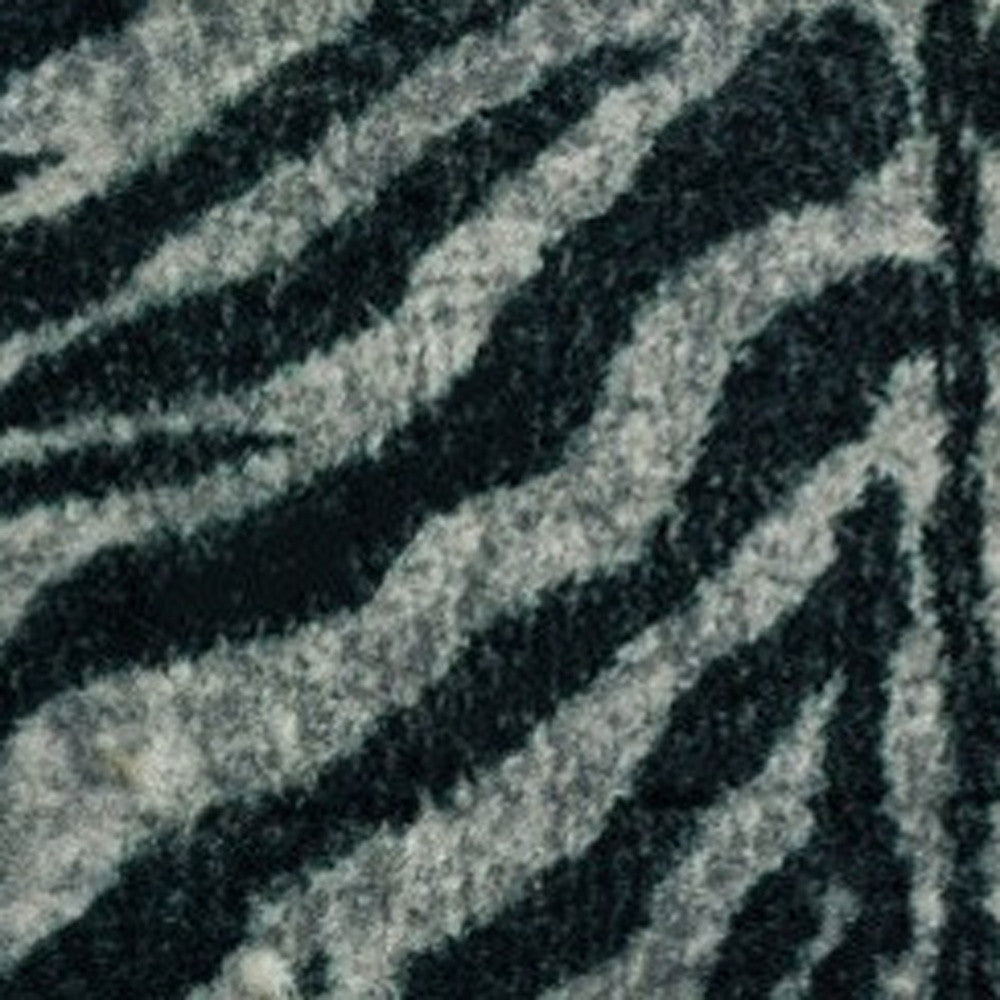 2' X 3' Black and Gray Zebra Print Shag Handmade Non Skid Area Rug