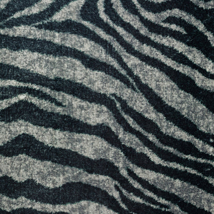 2' X 8' Black and Gray Zebra Print Shag Handmade Non Skid Runner Rug