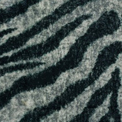 2' X 8' Black and Gray Zebra Print Shag Handmade Non Skid Runner Rug