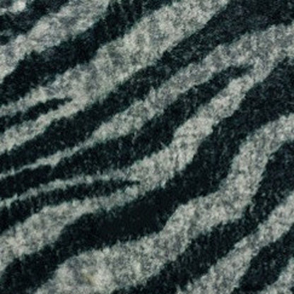 2' X 8' Black and Gray Zebra Print Shag Handmade Non Skid Runner Rug