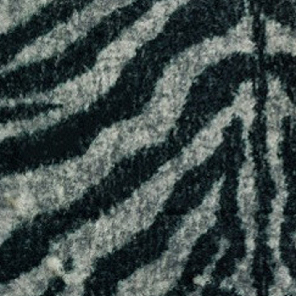 5' X 8' Black and Gray Zebra Print Shag Handmade Non Skid Area Rug