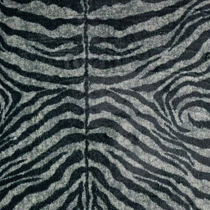 5' X 8' Black and Gray Zebra Print Shag Handmade Non Skid Area Rug