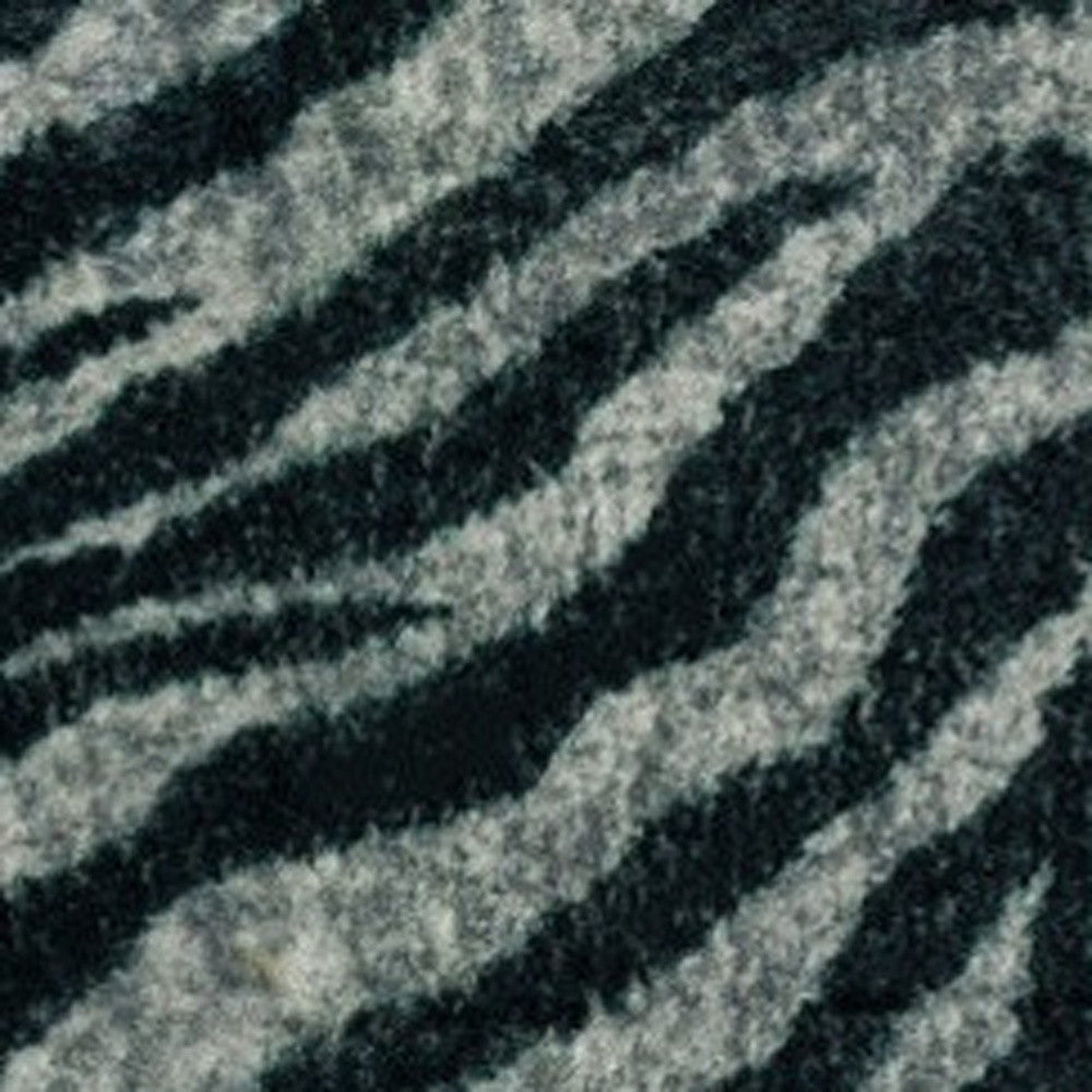 8' X 10' Black and Gray Zebra Print Shag Handmade Non Skid Area Rug