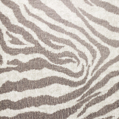 2' X 3' Mocha and Cream Zebra Print Shag Handmade Non Skid Area Rug