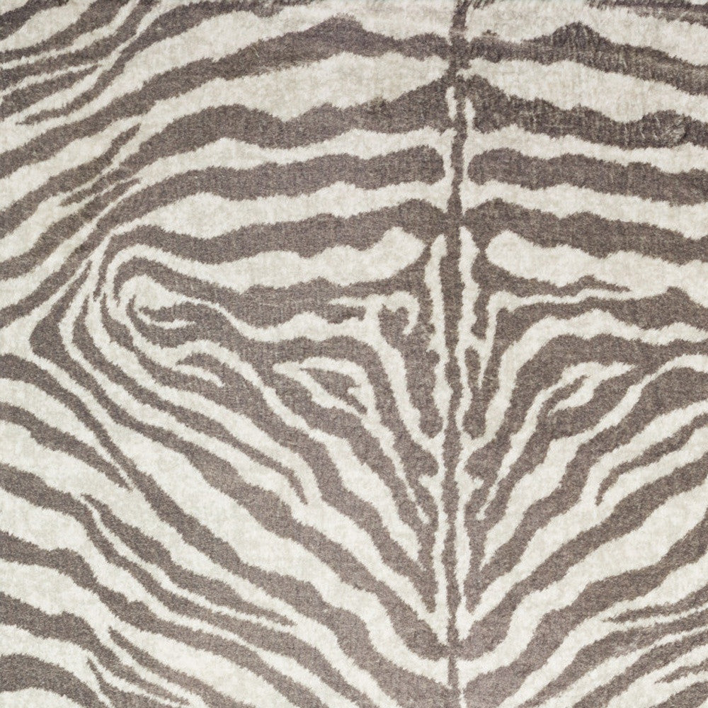 2' X 3' Mocha and Cream Zebra Print Shag Handmade Non Skid Area Rug