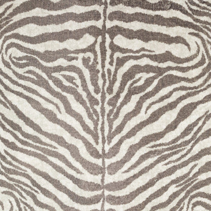 3' X 5' Mocha and Cream Zebra Print Shag Handmade Non Skid Area Rug