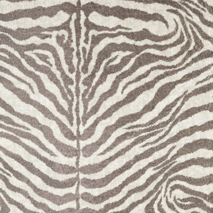 5' X 8' Mocha and Cream Zebra Print Shag Handmade Non Skid Area Rug