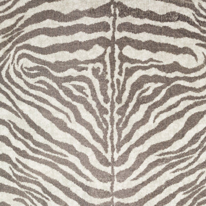 8' X 10' Mocha and Cream Zebra Print Shag Handmade Non Skid Area Rug