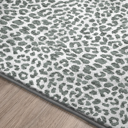 2' X 8' Grey Leopard Print Shag Handmade Non Skid Runner Rug