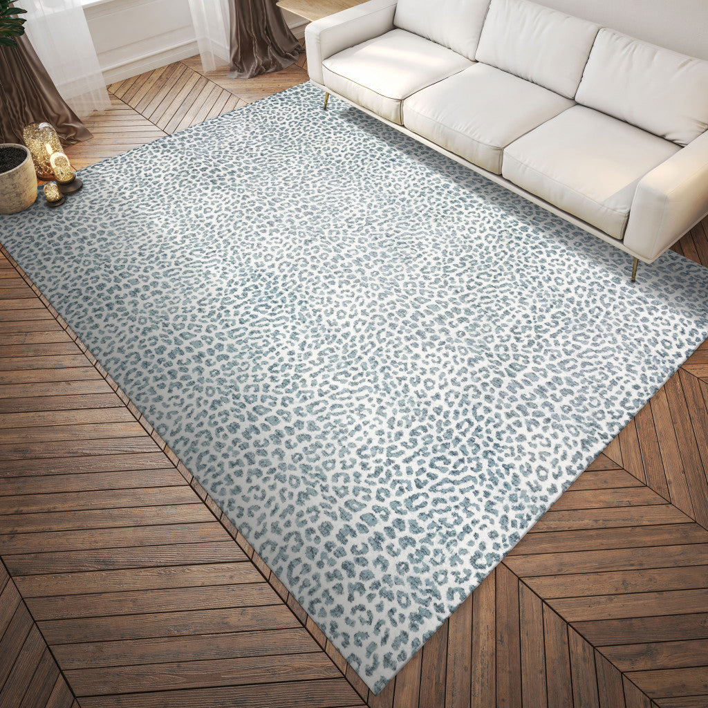 3' X 5' Grey Leopard Print Shag Handmade Non Skid Area Rug