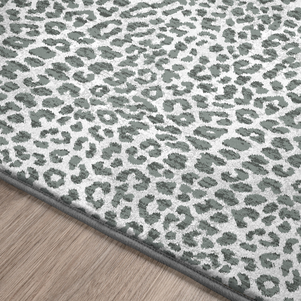 3' X 5' Grey Leopard Print Shag Handmade Non Skid Area Rug