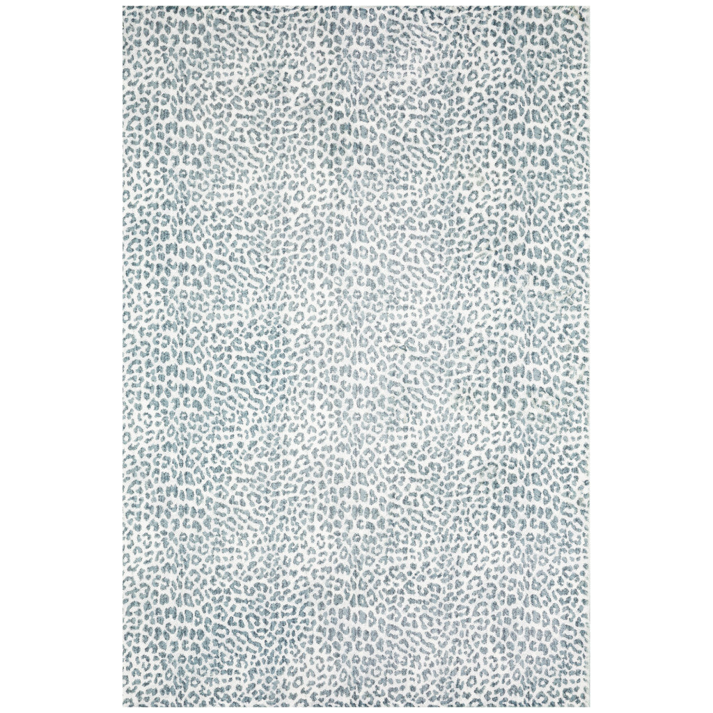 8' X 10' Grey Leopard Print Shag Handmade Non Skid Area Rug