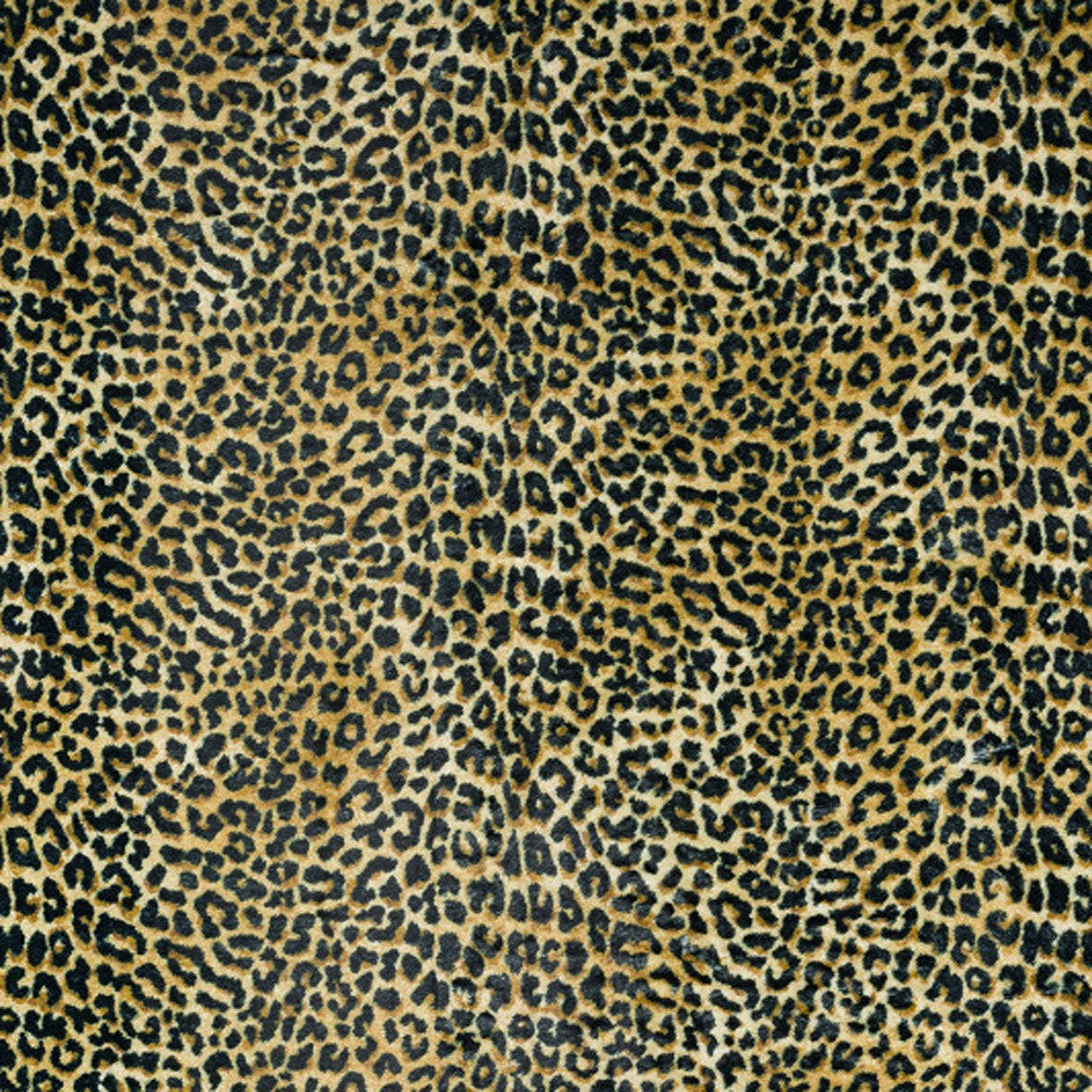 3' X 5' Black and Gold Leopard Print Shag Handmade Non Skid Area Rug