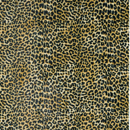 3' X 5' Black and Gold Leopard Print Shag Handmade Non Skid Area Rug