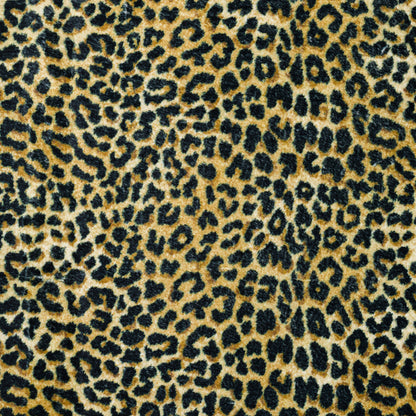 5' X 8' Black and Gold Leopard Print Shag Handmade Non Skid Area Rug