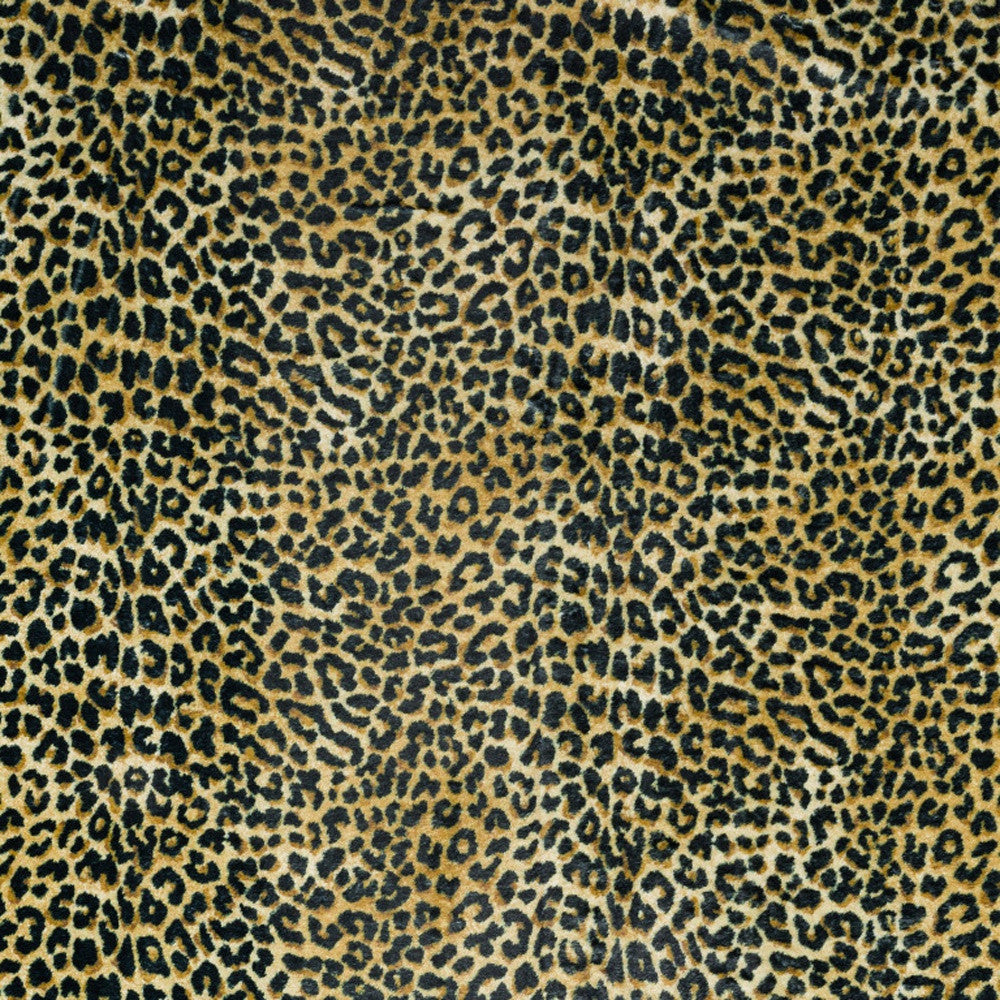 5' X 8' Black and Gold Leopard Print Shag Handmade Non Skid Area Rug